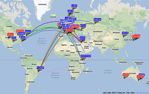 Liaisons sur 10m recensées sur WSPRnet (Weak Signal Propagation Reporter Network)